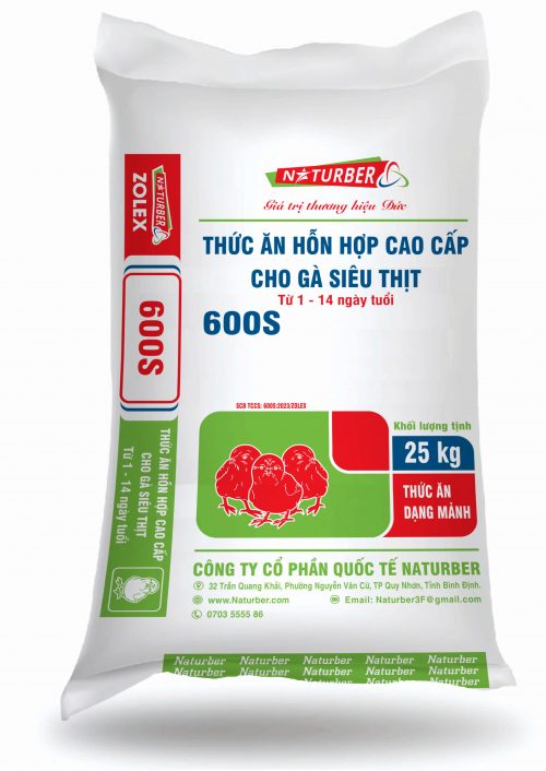 Thức ăn hỗn hợp cao cấp cho gà siêu thịt 600s