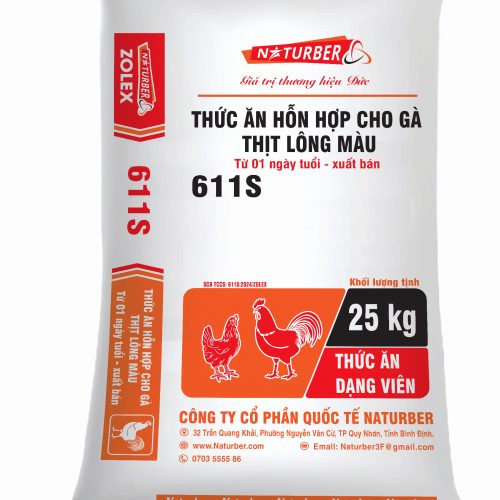 Thức ăn hỗn hợp cho gà thịt lông màu 611s